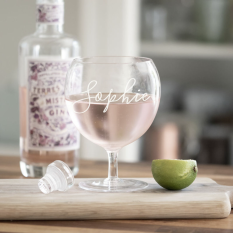 Hampers and Gifts to the UK - Send the Personalised Name Low Gin Glass